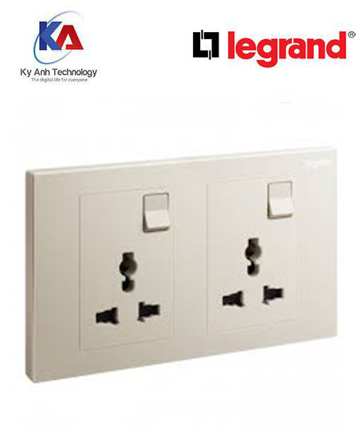 Ổ cắm đôi đa năng có công tắc Galion Màu champagne– 282435-c2