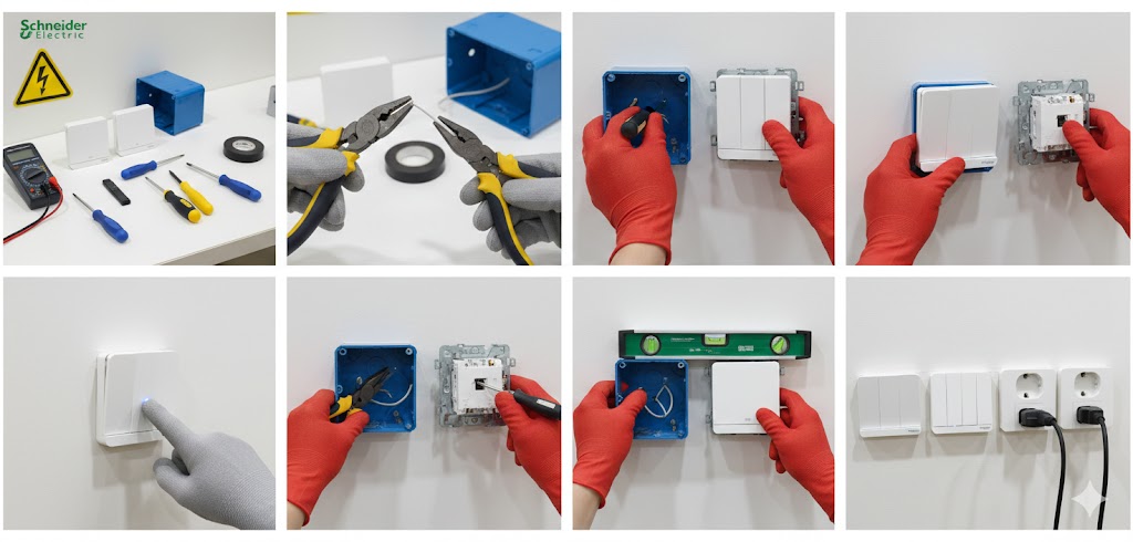 lắp đặt công tắc Schneider