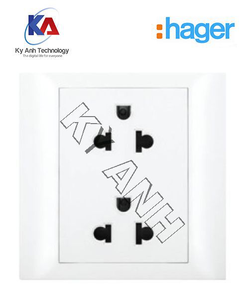 Ổ cắm đôi 3 chấu hager Slylea WXEST16EA-LC