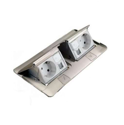 khung đôi ổ cắm âm sàn màu thép  legrand 2x3 module