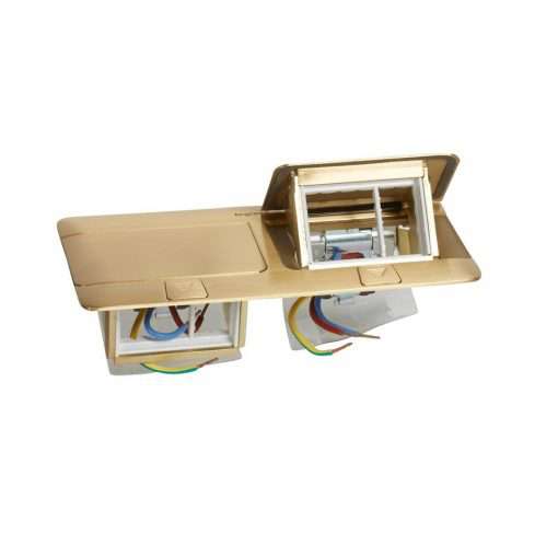 khung đôi ổ cắm âm sàn màu đồng legrand 2x3 module