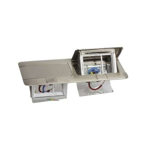 khung đôi ổ cắm âm sàn màu nhôm legrand 2x3 module