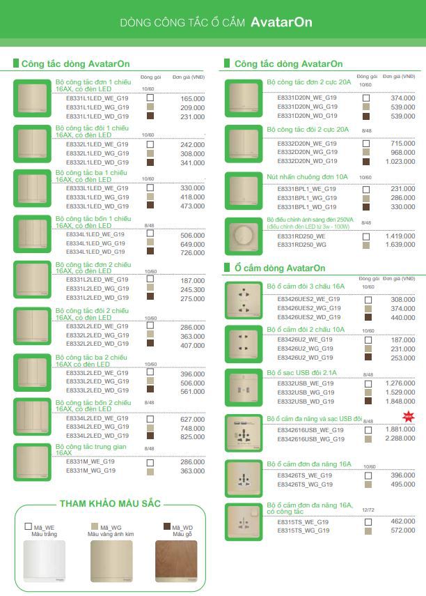 catalogus bảng giá avataron schneider catalogus bảng giá avataron schneider