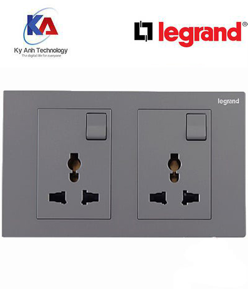 Ổ cắm đôi đa năng có công tắc Galion Màu Dark silver– 282435-c3
