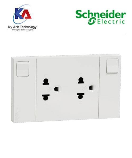 Bộ ổ cắm đôi 3 chấu 16A có công tắc AvatarOn A M3T_SIS_WE