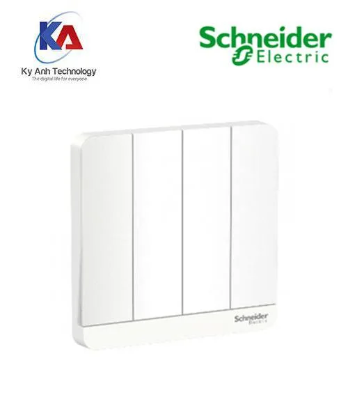 Công tắc bốn 1 chiều 16A Schneider AvatarOn, màu trắng, model E8334L1LED_WE_G19