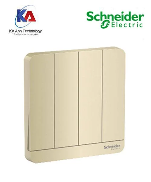 Công tắc bốn 1 chiều 16A Schneider AvatarOn, màu vàng đồng, model E8334L1LED_WG_G19