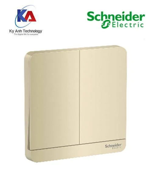 Công tắc đôi 1 chiều 16A Schneider AvatarOn, màu vàng đồng, model E8332L1LED_WG_G19