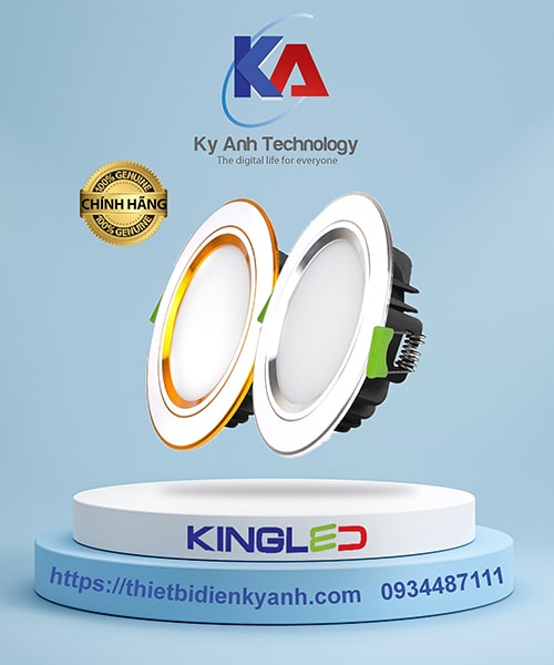 Đèn led âm trần 10W Kingled viền vàng, bạc DDL-10SS-T120-V/TT/T/DM -PV/PB