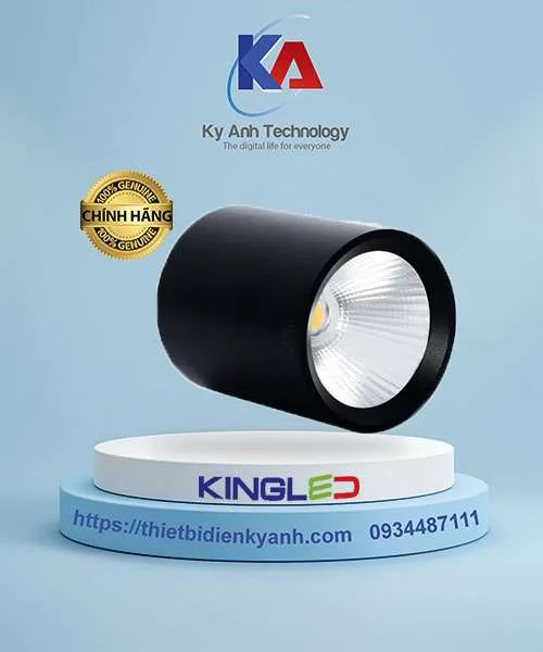 Đèn LED Ống Bơ Chiếu Rọi Peridot 20W KingLED vỏ đen OBR-20SS-V-TT-T-D