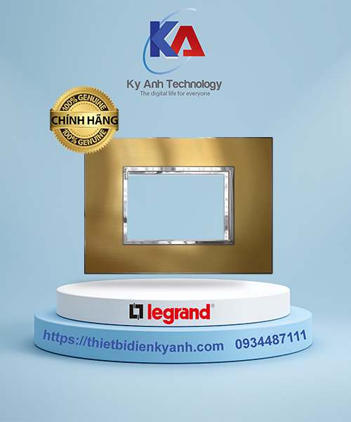 Mặt che chữ nhật mặt thép vàng Arteor 3M - 575450 Gold brass