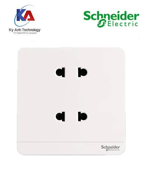 Ổ cắm đôi 2 chấu 10A Schneider AvatarOn, màu trắng, model E83426U2_WE_G19