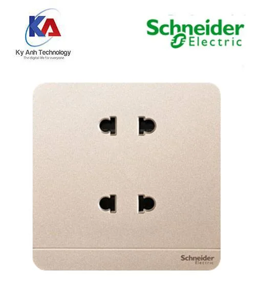 Ổ cắm đôi 2 chấu 10A Schneider AvatarOn, màu vàng đồng, model E83426U2_WG_G19
