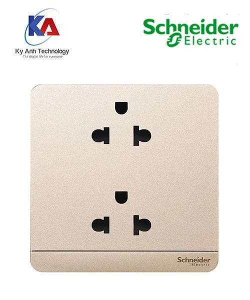Ổ cắm đôi 3 chấu Schneider AvatarOn, màu vàng đồng