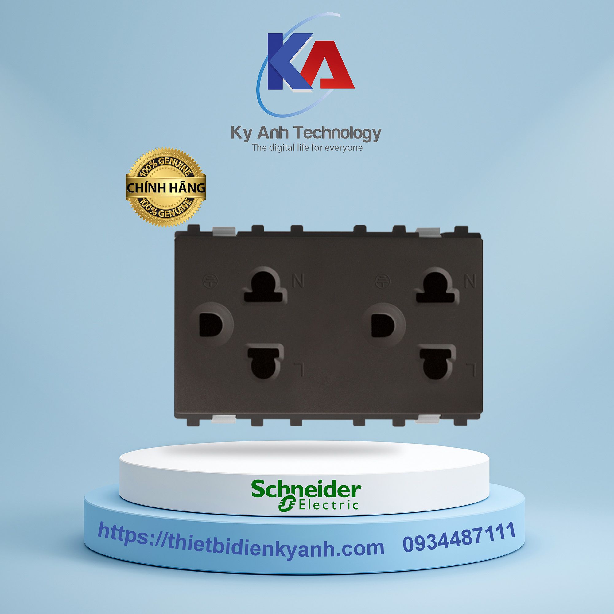 Ổ cắm đôi 3 chấu size L Schneider 84426LUES2_BZ_G19 Màu đồng