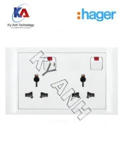 Ổ cắm đôi 3 chấu + công tắc hager Slylea WXES216IS