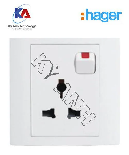 o-cam-don-3-chaucong-tac-hager Ổ cắm đơn 3 chấu + công tắc hager Slylea WXES116IS - Thiết Bị Điện Kỳ Anh