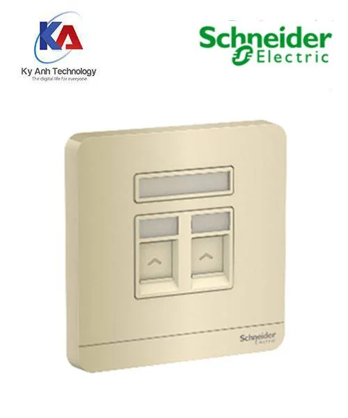 Ổ cắm mạng thoại đôi Schneider AvatarOn, màu vàng đồng