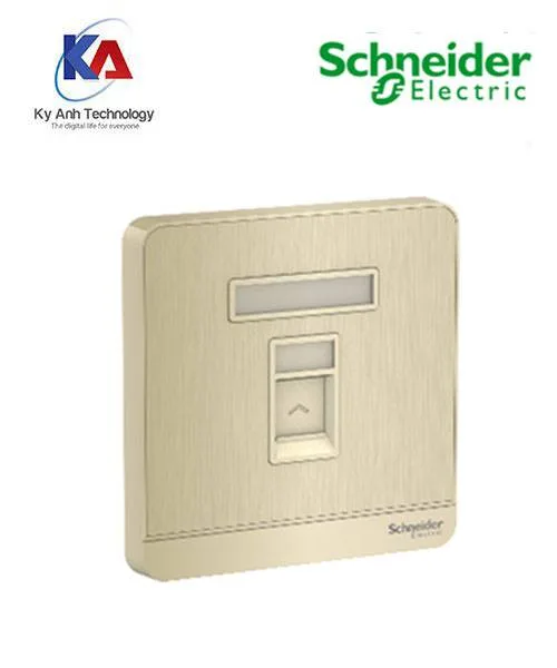 Ổ cắm mạng thoại đơn Schneider AvatarOn, màu vàng đồng