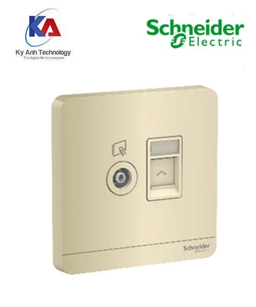 Ổ cắm TV kết hợp mạng Schneider AvatarOn, màu vàng đồng
