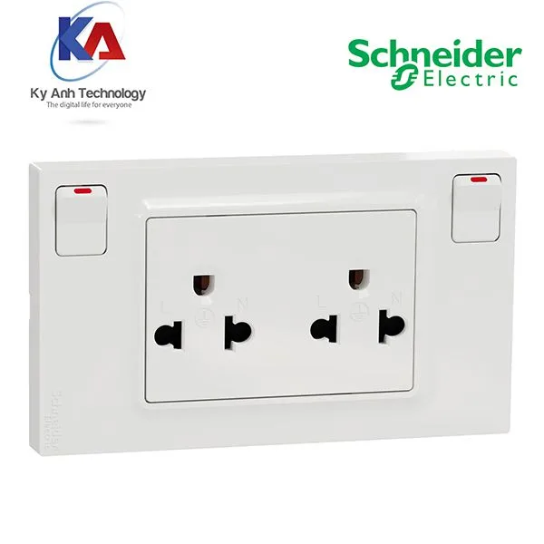 Bộ ổ cắm đôi 3 chấu có công tắc 16A M3TS_SIS_WE Bộ ổ cắm đôi 3 chấu có công tắc 16A Miluz E M3TS_SIS_WE - Thiết Bị Điện Kỳ Anh