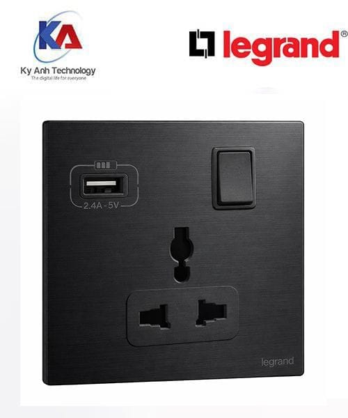 281121BB-legrand-mallia-senses-mau-DEN Ổ cắm đa năng kèm công tắc và cổng sạc USB Legrand Mallia Senses màu đen 281121BB