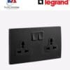 Ổ cắm đôi đa năng kèm công tắc Legrand Mallia Senses màu đen 281122BB