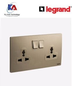 Ổ cắm đôi đa năng kèm công tắc Legrand Mallia Senses màu vàng đồng 281122DB