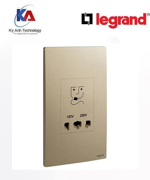 Ổ cắm cạo râu 2 điện áp 120V/230V Legrand Mallia Senses màu vàng đồng 281135DB