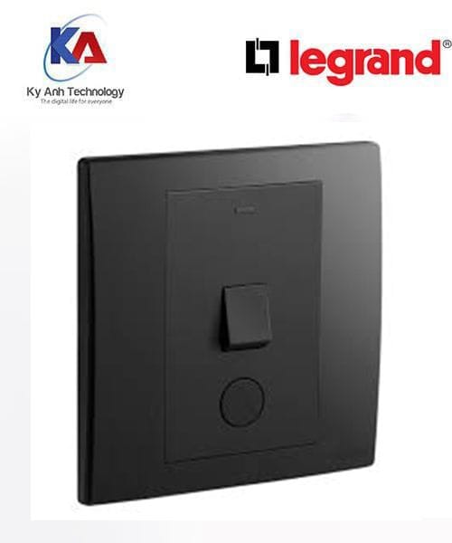Công tắc 20A/250V có đèn báo kèm nút nhấn tròn Legrand Mallia Senses màu đen