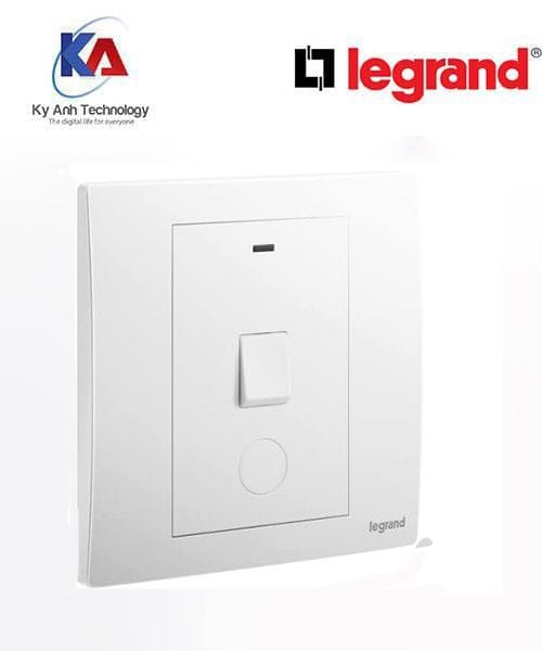 Công tắc 20A-250V có-dèn-malia-senses-mau-trang Công tắc 20A/250V có đèn báo kèm nút nhấn tròn Legrand Mallia Senses màu trắng