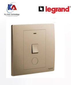 Công tắc 20A/250V có đèn báo kèm nút nhấn tròn Legrand Mallia Senses màu vàng đồng