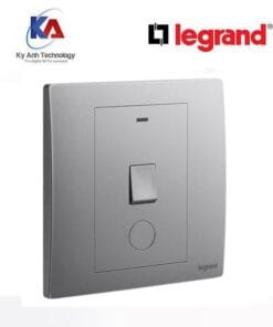 Công tắc 20A/250V có đèn báo kèm nút nhấn tròn Legrand Mallia Senses màu xám bạc