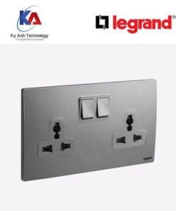 Ổ cắm đôi đa năng kèm công tắc Legrand Mallia Senses màu xám bạc 281122DS