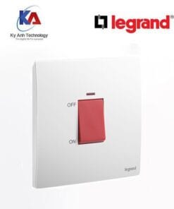 Công tắc cầu dao 32A/45A núm đỏ có đèn báo Legrand Mallia Senses màu trắng