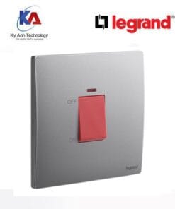 Công tắc cầu dao 32A/45A núm đỏ có đèn báo Legrand Mallia Senses màu xám bạc